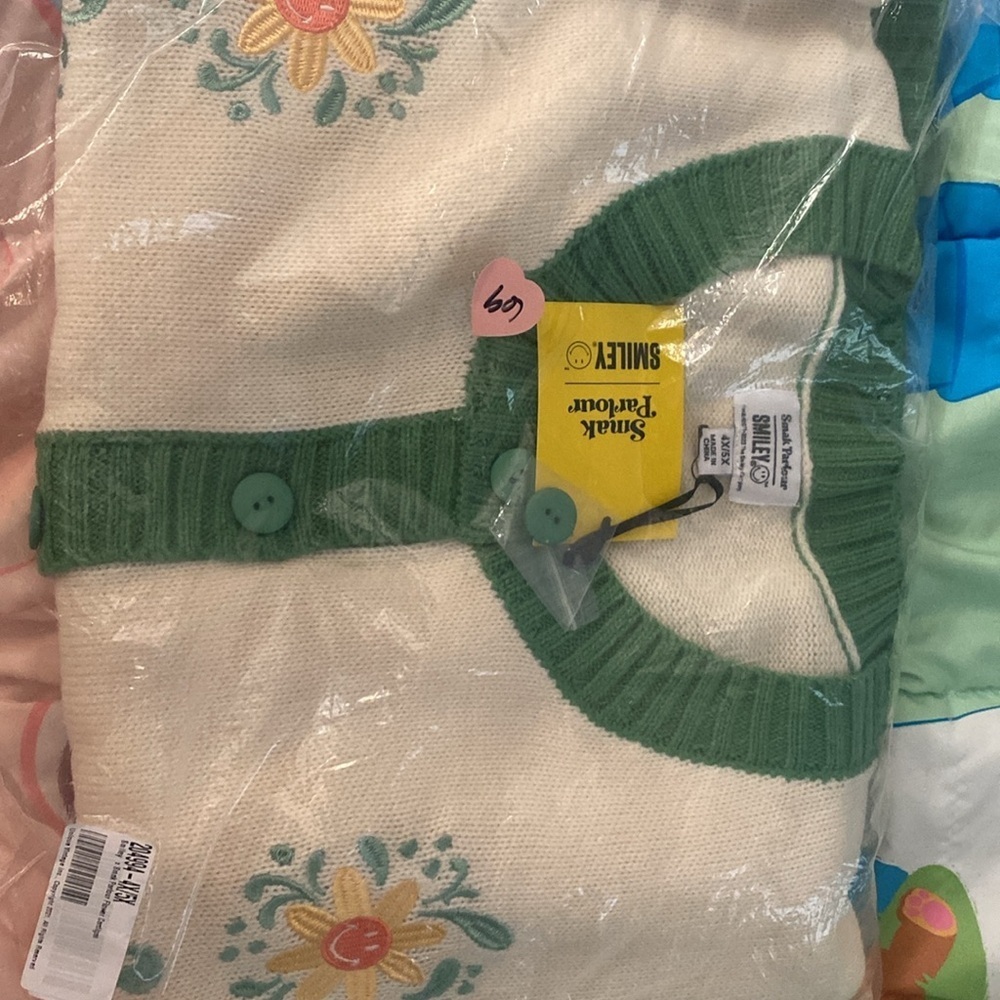 UNIQUE VINTAGE SMILEY® X IVORY & GREEN FLOWER EMBROIDERED SIZE 4x/5x - Picture 9 of 9